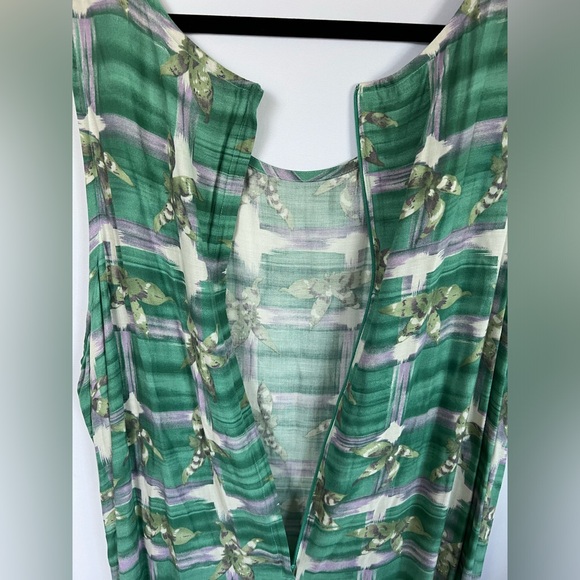 D.P.S. Womens Hawiian Lightweight Split Hem Maxi Dress Green Purple Size 2X - Picture 5 of 8